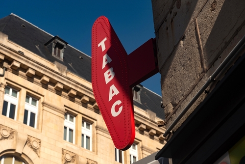 Iconic,Red,Diamond,Shaped,Sign,For,A,French,Tabac,,A