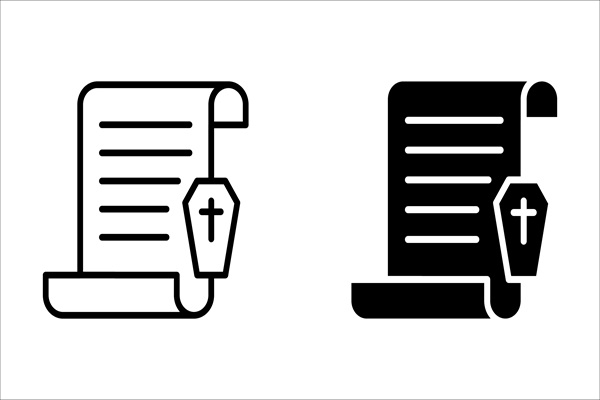 Death,Certificate,Icon,Set,On,White,Background