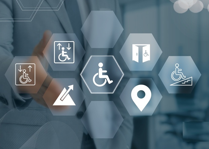 Ramp,Access,In,Commercial,Buildings,With,Disabled,Accessibility,Icons