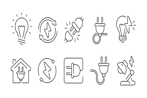 Electric,Line,Icon,,Lightning,,Plug,,Energy,Warning,,Circuit,Breaker,,Power