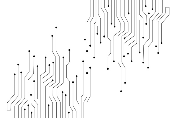 Abstract,Black,Lines,And,Dots,Form,A,Circuit,Board,Pattern
