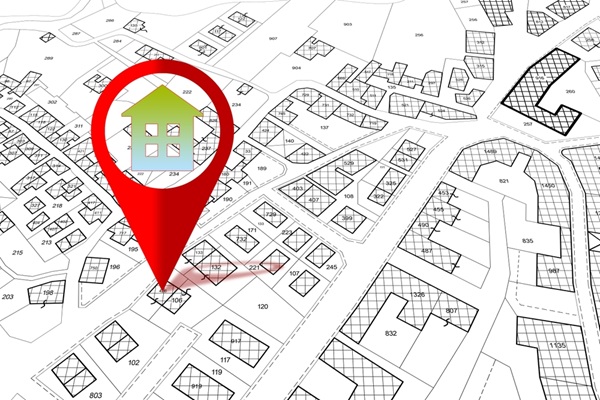 Searching,New,Home,-,Concept,With,An,Imaginary,Cadastral,Map