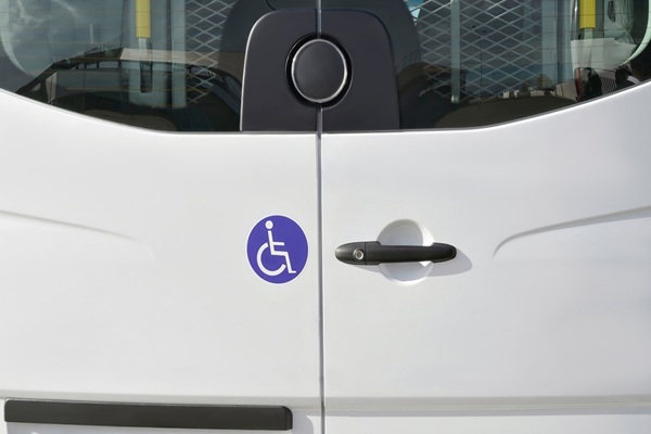 Rear,Doors,Of,A,White,Vehicle,For,Transporting,People,With