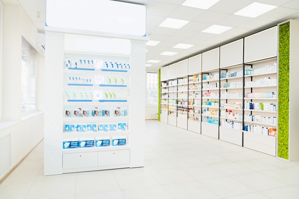 Empty,Spacious,Modern,New,White,Drugstore,Pharmacy,Chemist`s,Store,With