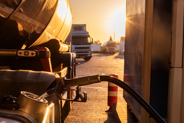 Filling,The,Fuel,Tank,Of,A,Truck,At,A,Gas